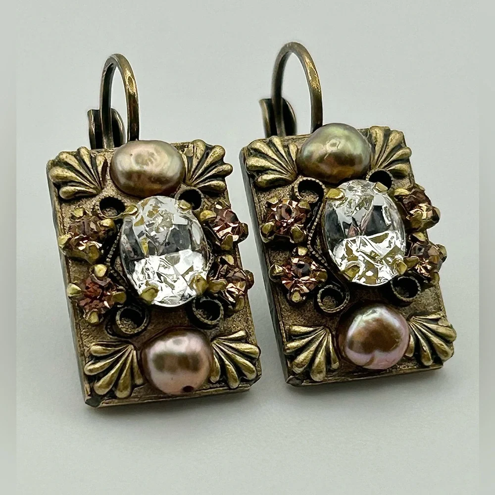 Michal Golan Gold Tone Pearl Earrings - Picture 4 of 13